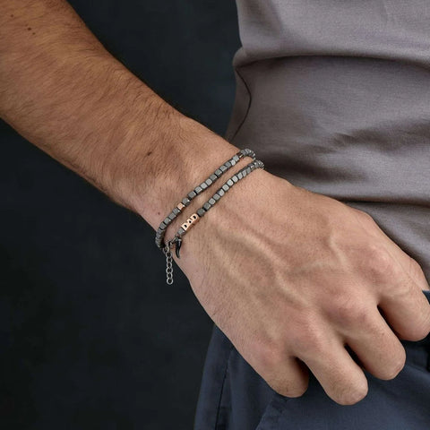 MANO-J - BRACCIALE UOMO CON CUBI IN TITANIO E IN ORO ROSSO 9KT
