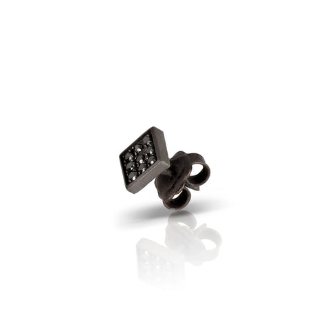 MANO-J - MONO ORECCHINO UOMO QUADRETTO GRANDE TITANIO E 9 DIAMANTI BLACK