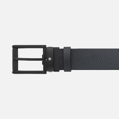 Montblanc - Cintura reversibile in pelle blu/nera da 35 mm