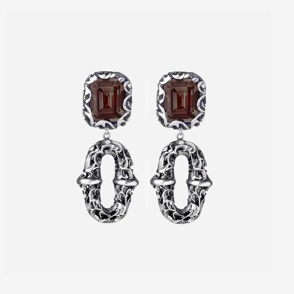 Maria e Luisa Jewels - Orecchini pendenti pietra a lobo (Cristallo di rocca)