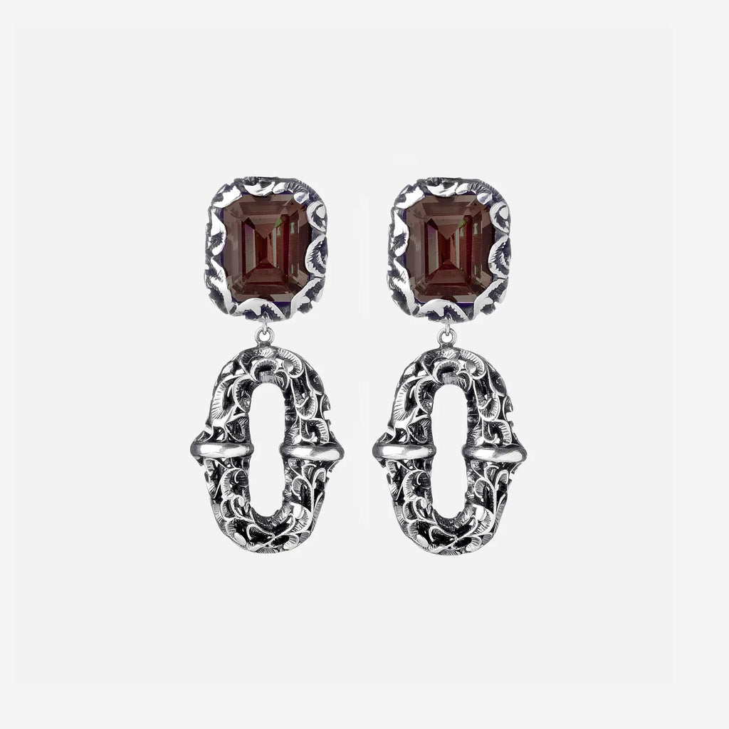 Maria e Luisa Jewels - Orecchini pendenti pietra a lobo (Cristallo di rocca)