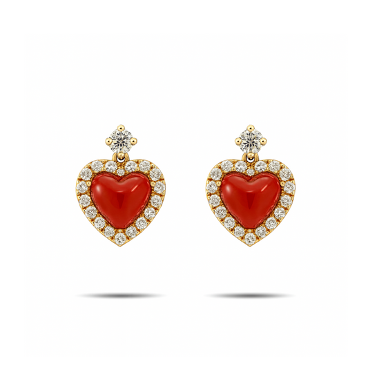 Cozzari Orecchini pendenti con corallo rosso e diamanti taglio brillante.
