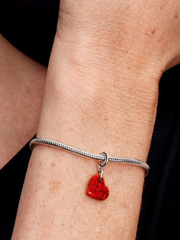 Pandora  Charm Pendente Cuore Opale Rosso