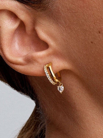 Pandora Orecchini Cerchi Aperti con Cuore Pendente