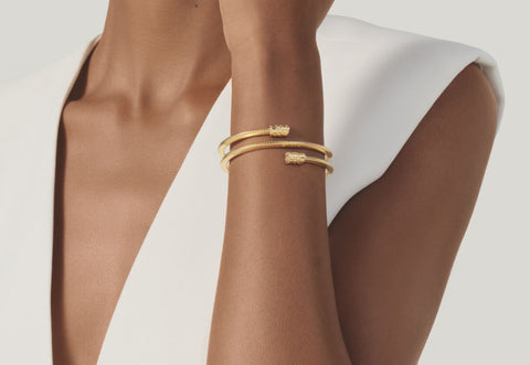 Giovanni Raspini bracciale tubogas croco doppio piccolo dorato