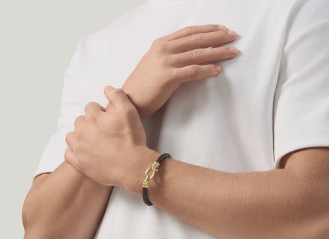 Giovanni Raspini bracciale cuoio croco dorato