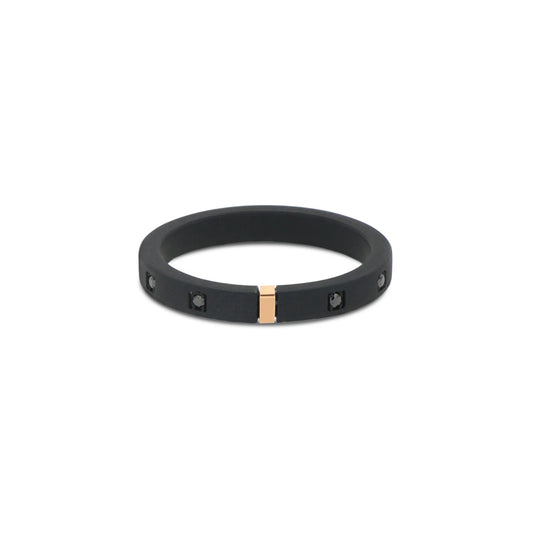 MANO-J - VERETTA IN TITANIO NERO, ORO 18 KT E 10 DIAMANTI BLACK