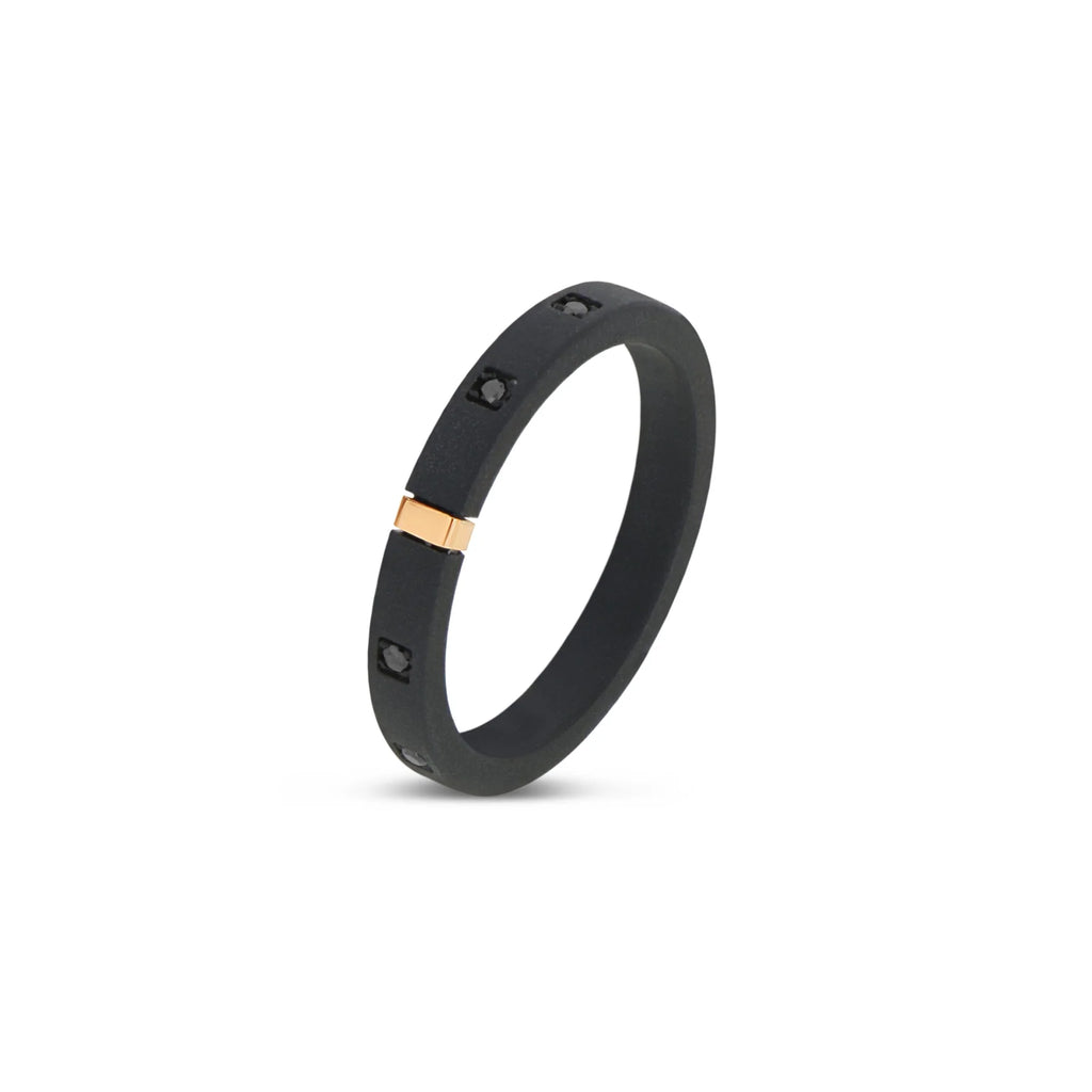 MANO-J - VERETTA IN TITANIO NERO, ORO 18 KT E 10 DIAMANTI BLACK