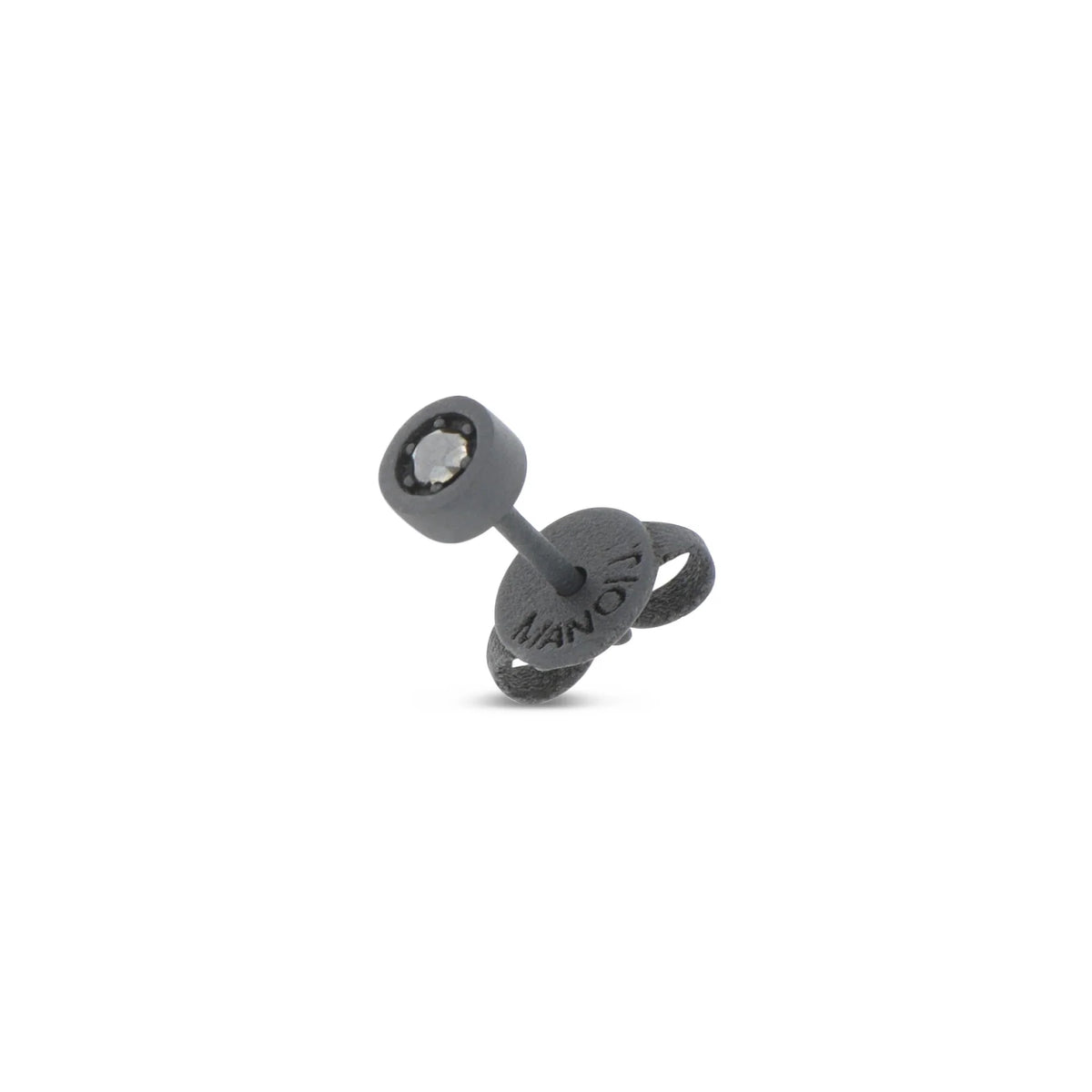 MANO-J - MONO ORECCHINO PUNTO LUCE IN TITANIO NERO E DIAMANTE BLACK