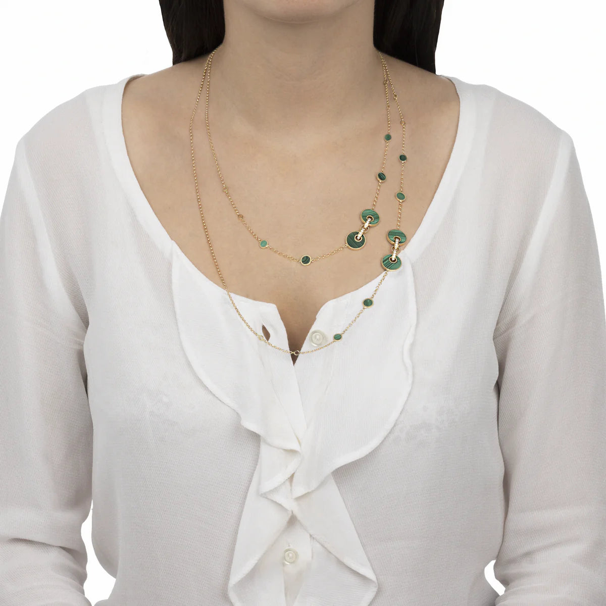 Tavanti - Collana Giove Malachite e Diamanti 120  cm