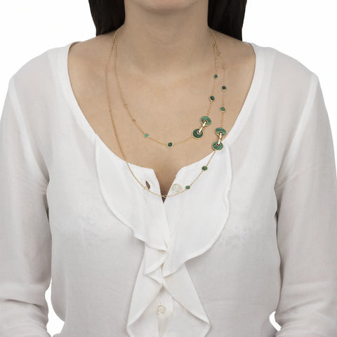 Tavanti - Collana Giove Malachite e Diamanti 120  cm