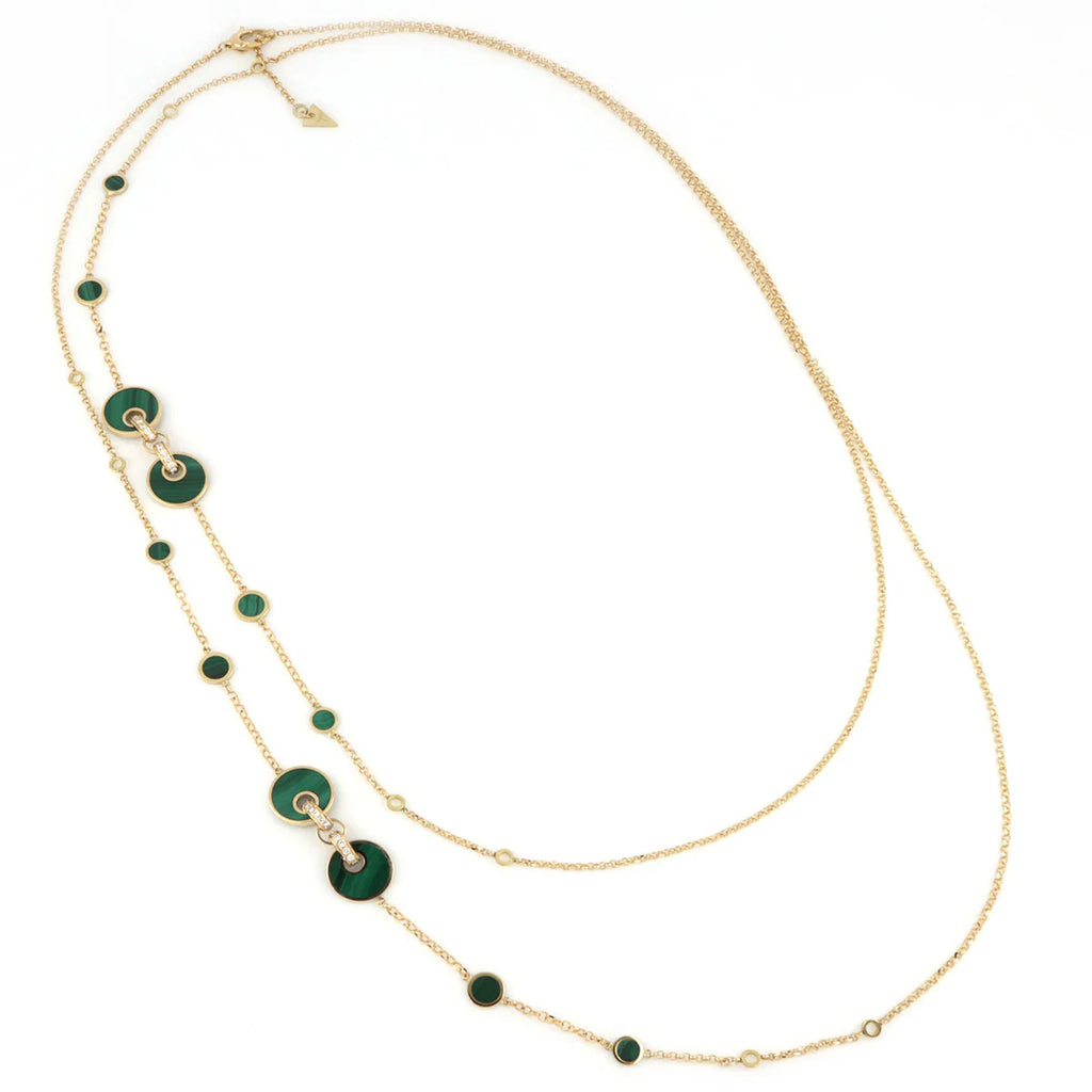 Tavanti - Collana Giove Malachite e Diamanti 120  cm