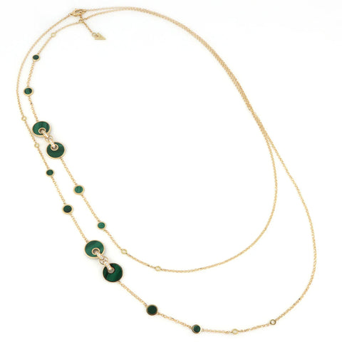 Tavanti - Collana Giove Malachite e Diamanti 120  cm