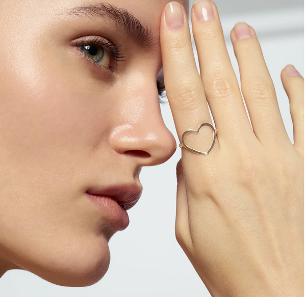 Marco Gerbella - Anello con cuore grande a filo oro giallo