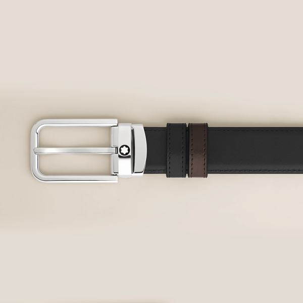 Montblanc - Cintura Reversibile 30 mm in Pelle Meisterstück con Fibbia Rettangolare