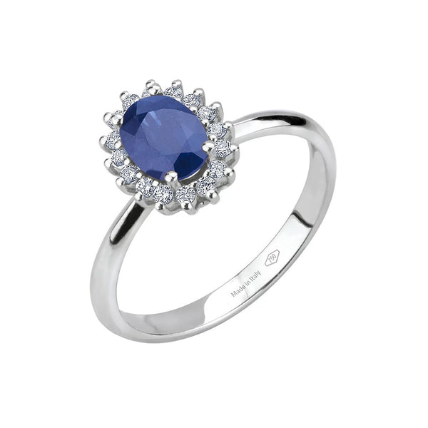 Recarlo Anello con Zaffiro ct. 1,39 e Diamanti