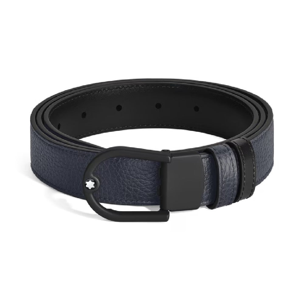 Montblanc - Cintura Reversibile Horseshoe 30 mm in Pelle con Grana