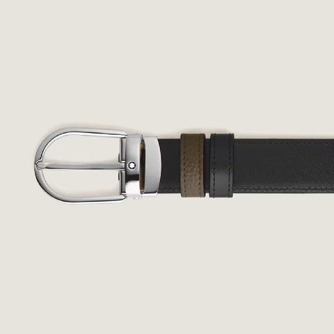 Montblanc -  Cintura Reversibile Horseshoe 30 mm in Pelle con Grana