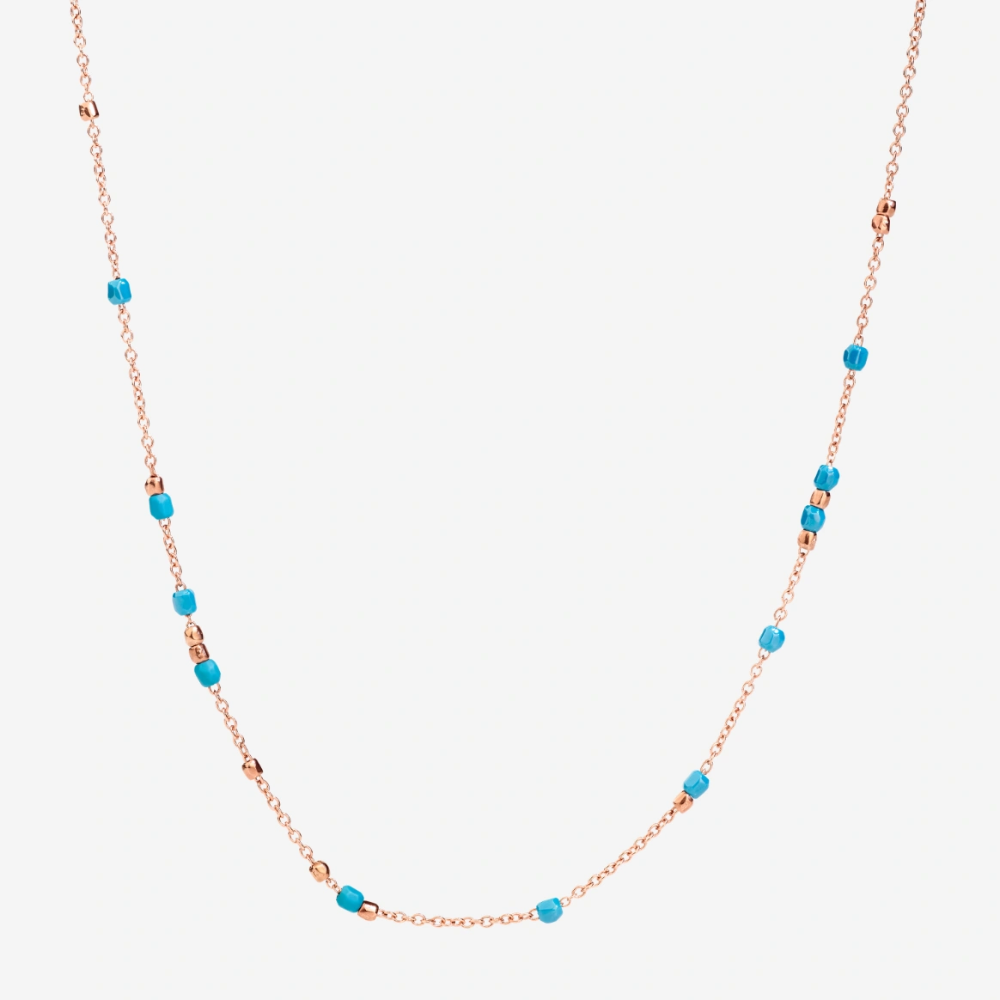 DoDo - Collana Mini Granelli Oro Rosa e Turchese