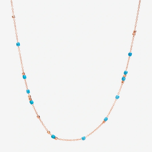 DoDo - Collana Mini Granelli Oro Rosa e Turchese