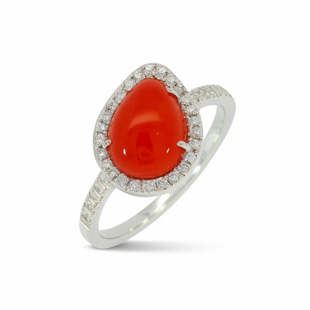 Cozzari anello coralli e brillanti mis 14
