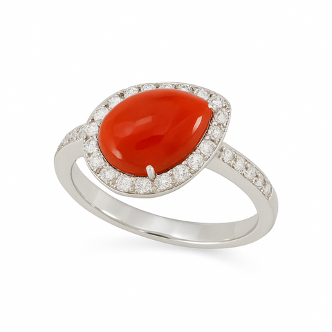 Cozzari anello coralli e brillanti mis 14