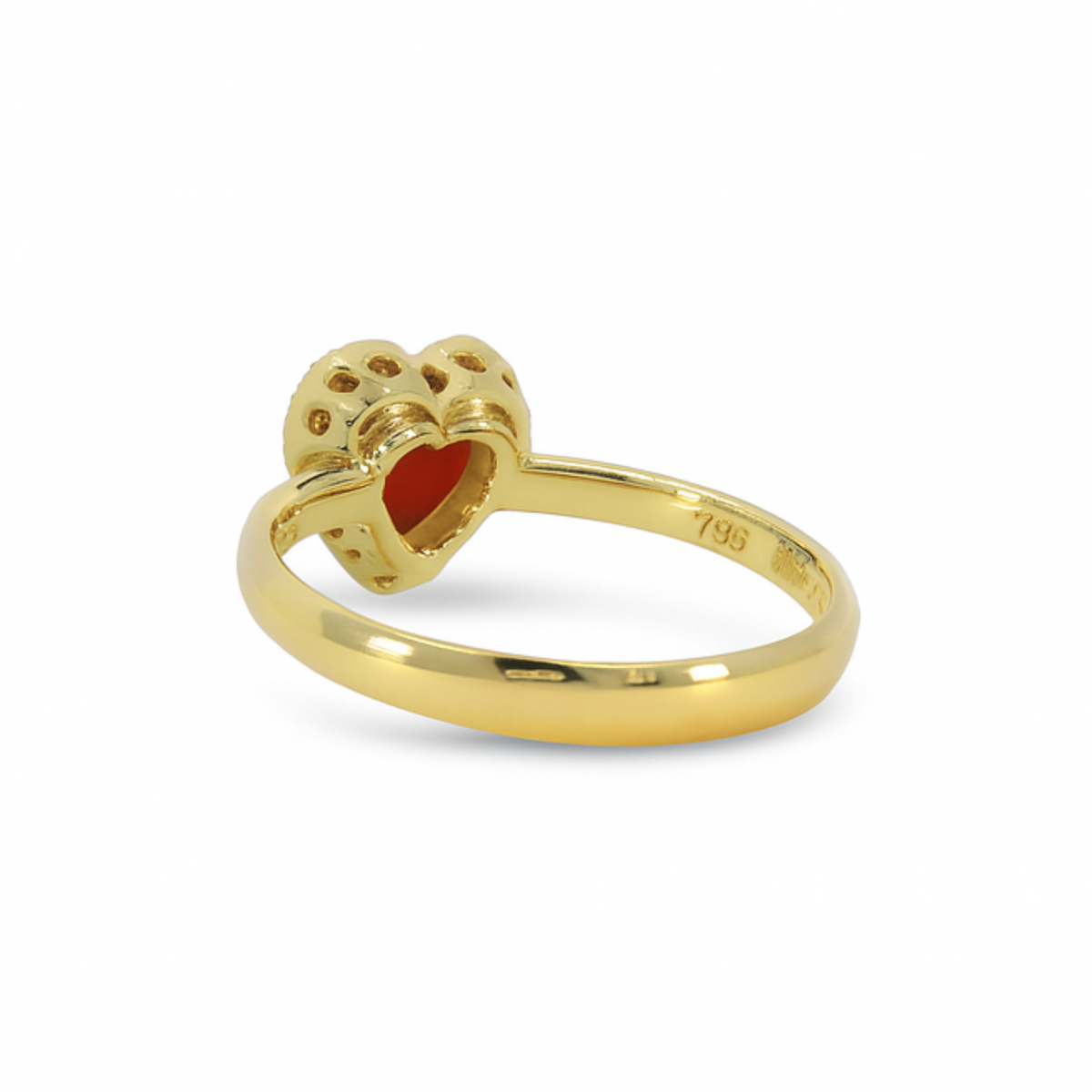 Cozzari anello cuore coralli e brillanti mis 14