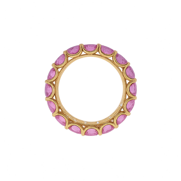 Crivelli - Anello veretta in oro 18k e zaffiri rosa taglio baguette ct. 8,98