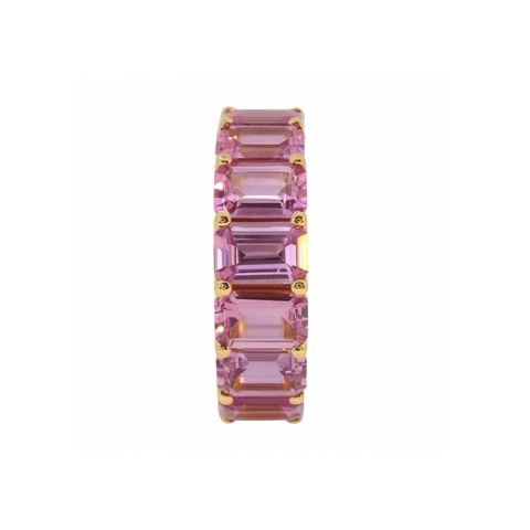 Crivelli - Anello veretta in oro 18k e zaffiri rosa taglio baguette ct. 8,98