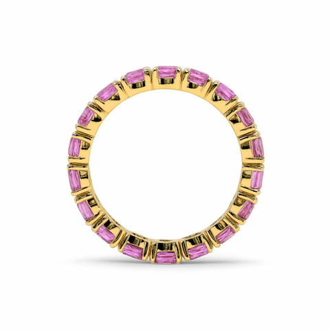 Crivelli - Anello veretta oro rosa con zaffiri rosa taglio brillante