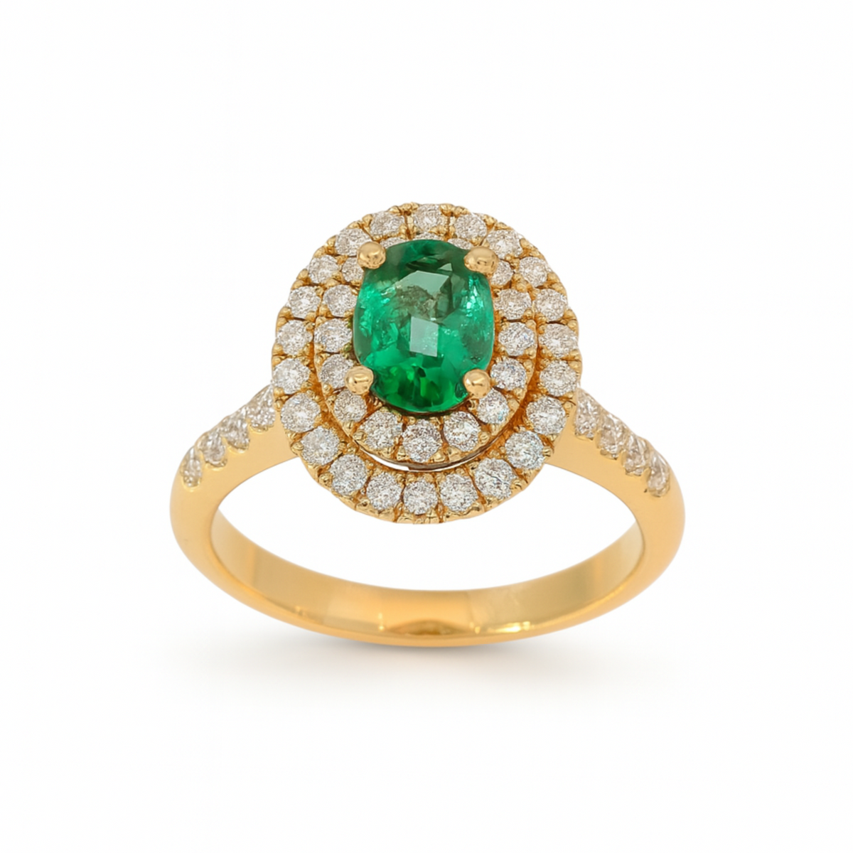 Crivelli - Anello in oro rosa 18 kt con diamanti bianchi e Smeraldo.