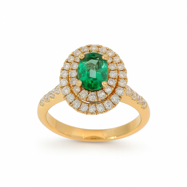 Crivelli - Anello in oro rosa 18 kt con diamanti bianchi e Smeraldo.