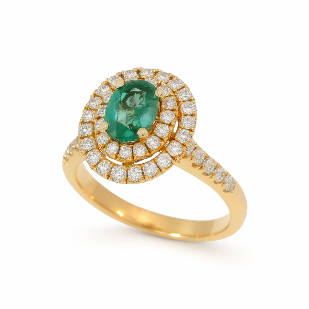 Crivelli - Anello in oro rosa 18 kt con diamanti bianchi e Smeraldo.