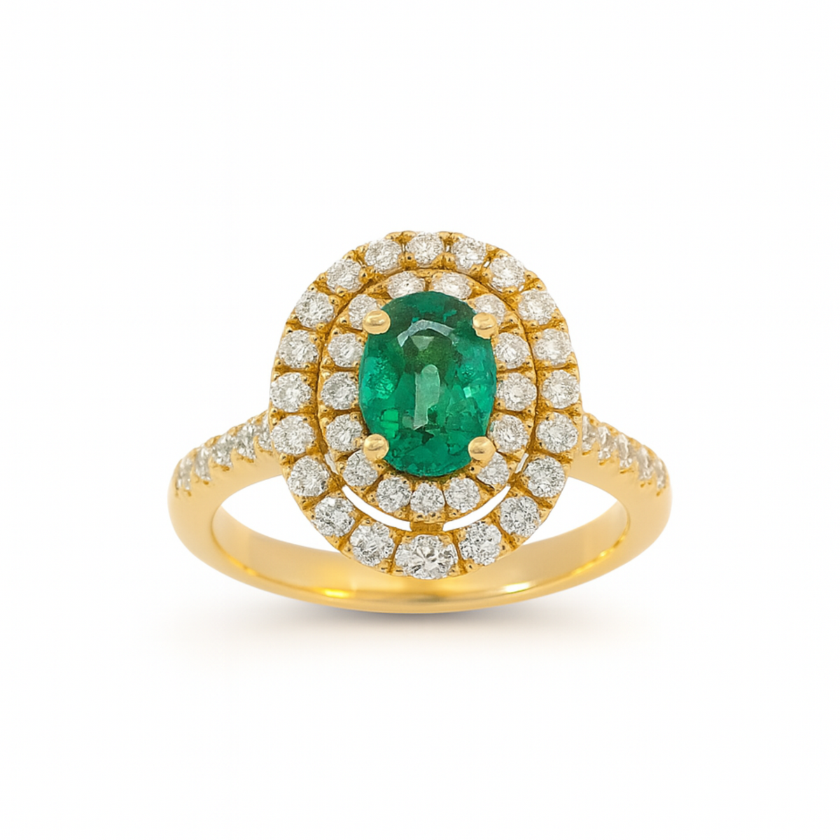 Crivelli - Anello in oro rosa 18 kt con diamanti bianchi e Smeraldo.