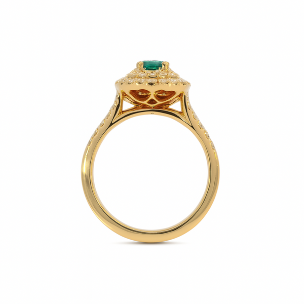 Crivelli - Anello in oro rosa 18 kt con diamanti bianchi e Smeraldo.