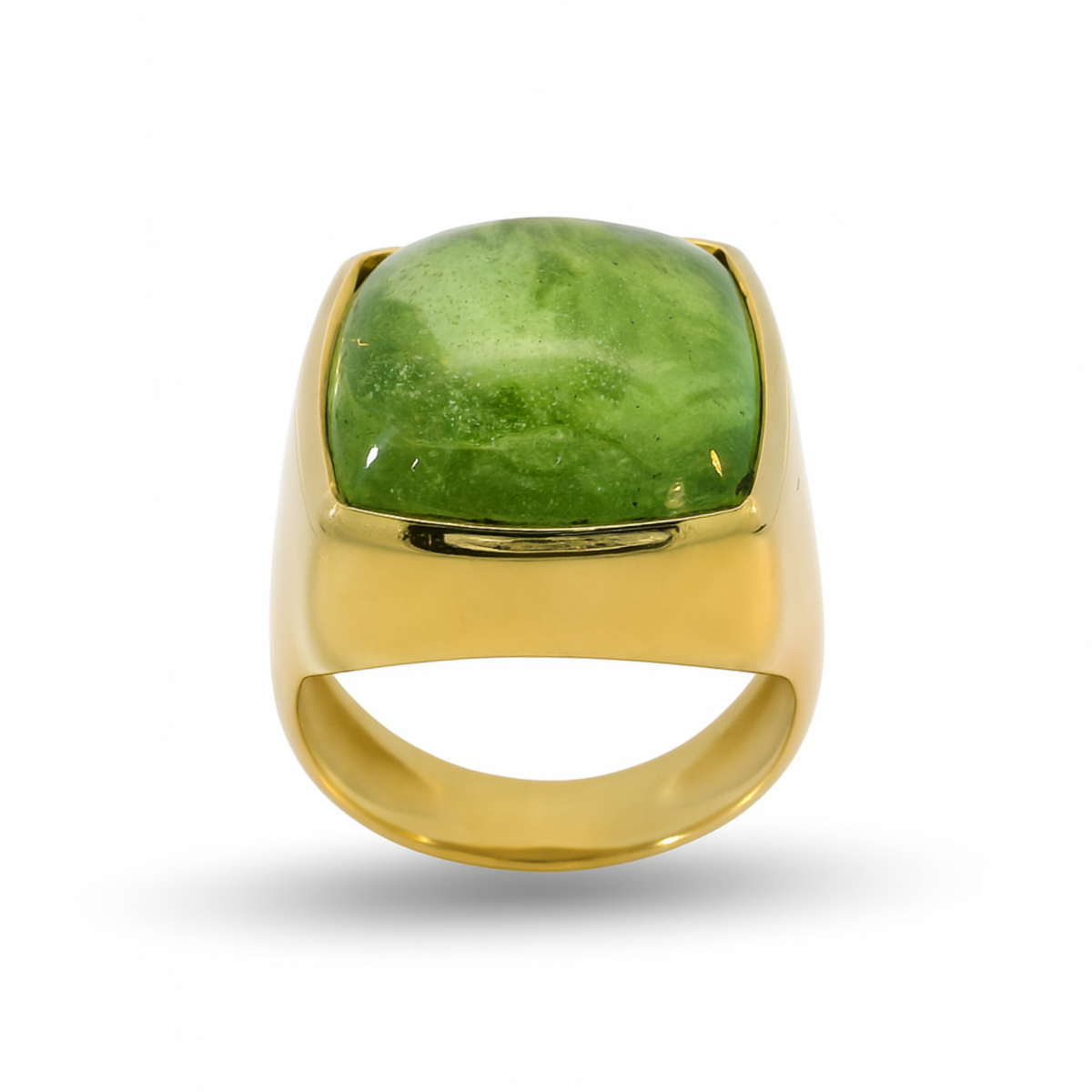 COZZARI 1946 - Anello Artigianale con Peridoto verde taglio cabochon.