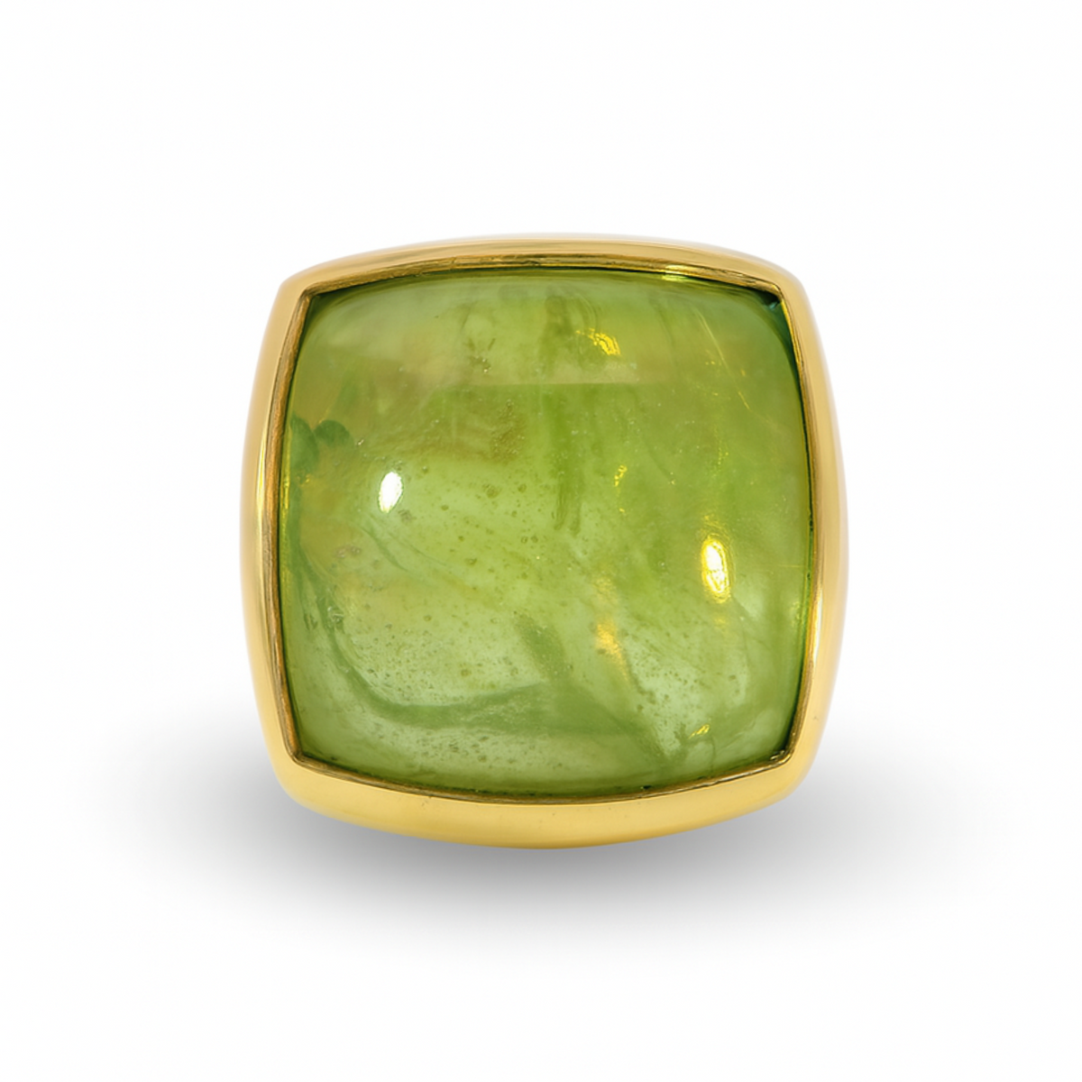 COZZARI 1946 - Anello Artigianale con Peridoto verde taglio cabochon.