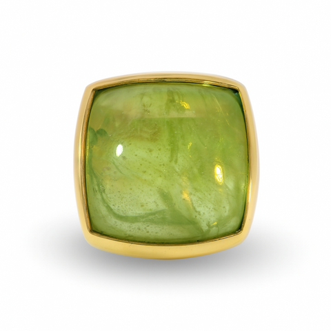 COZZARI 1946 - Anello Artigianale con Peridoto verde taglio cabochon.