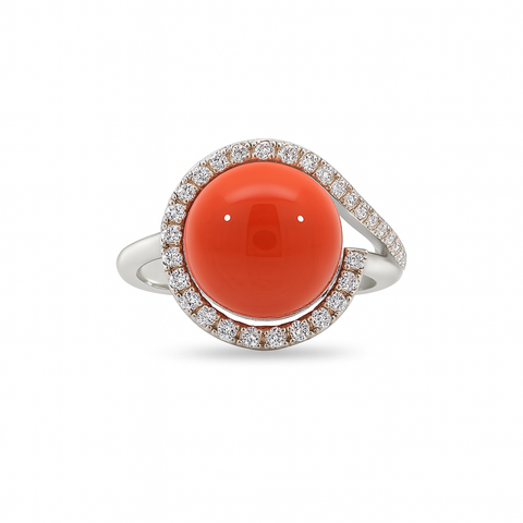 Cozzari anello coralli e brillanti mis 16