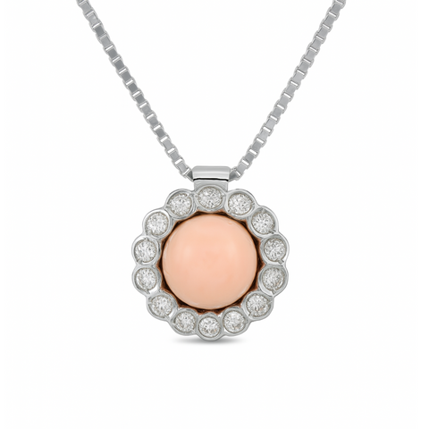 Cozzari Girocollo corallo rosa e brillanti