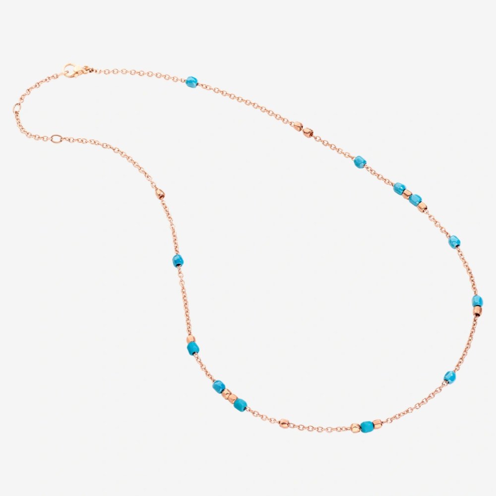 DoDo - Collana Mini Granelli Oro Rosa e Turchese