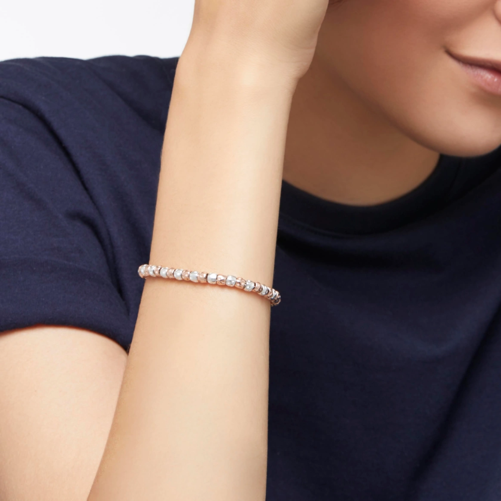 DoDo - Bracciale Granelli Oro Rosa 9K e Argento