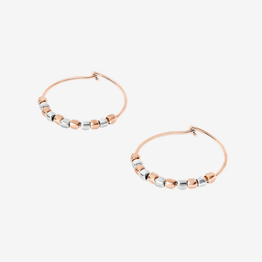 DoDo - Orecchino Hoop Mini Granelli Oro Rosa 9K e Argento