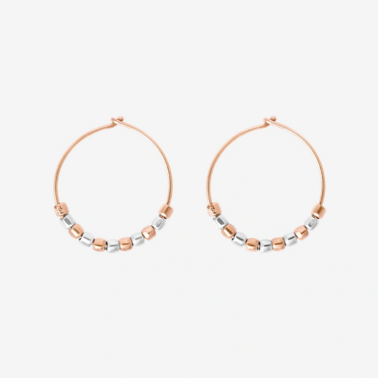 DoDo - Orecchino Hoop Mini Granelli Oro Rosa 9K e Argento