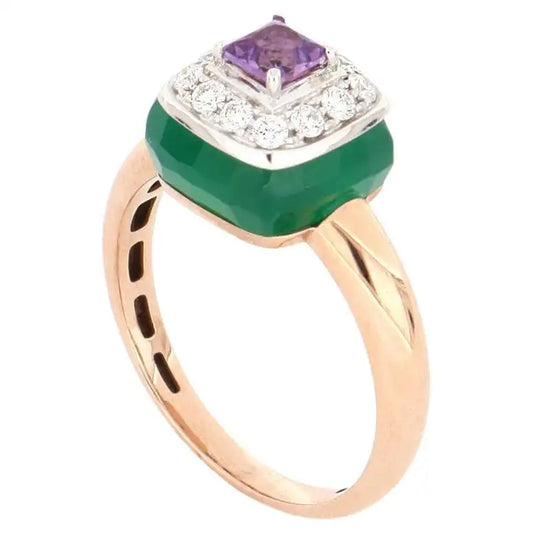 Falcinelli Anello Le BonBons Ametista quadrata, Onice verde e Diamanti