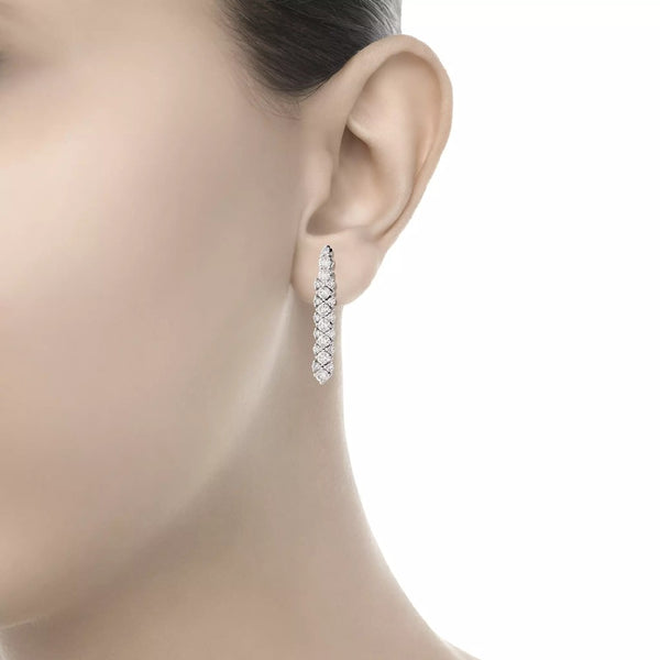 Recarlo Orecchini Pendenti Fantasia in Oro Bianco e Diamanti