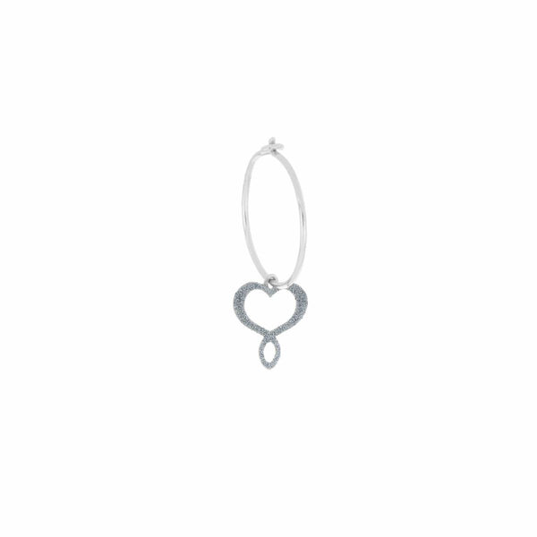 MAMAN-ET-SOPHIE - ORECCHINO 18KT BIANCO CUORE MAMAN POLVERE CELESTE