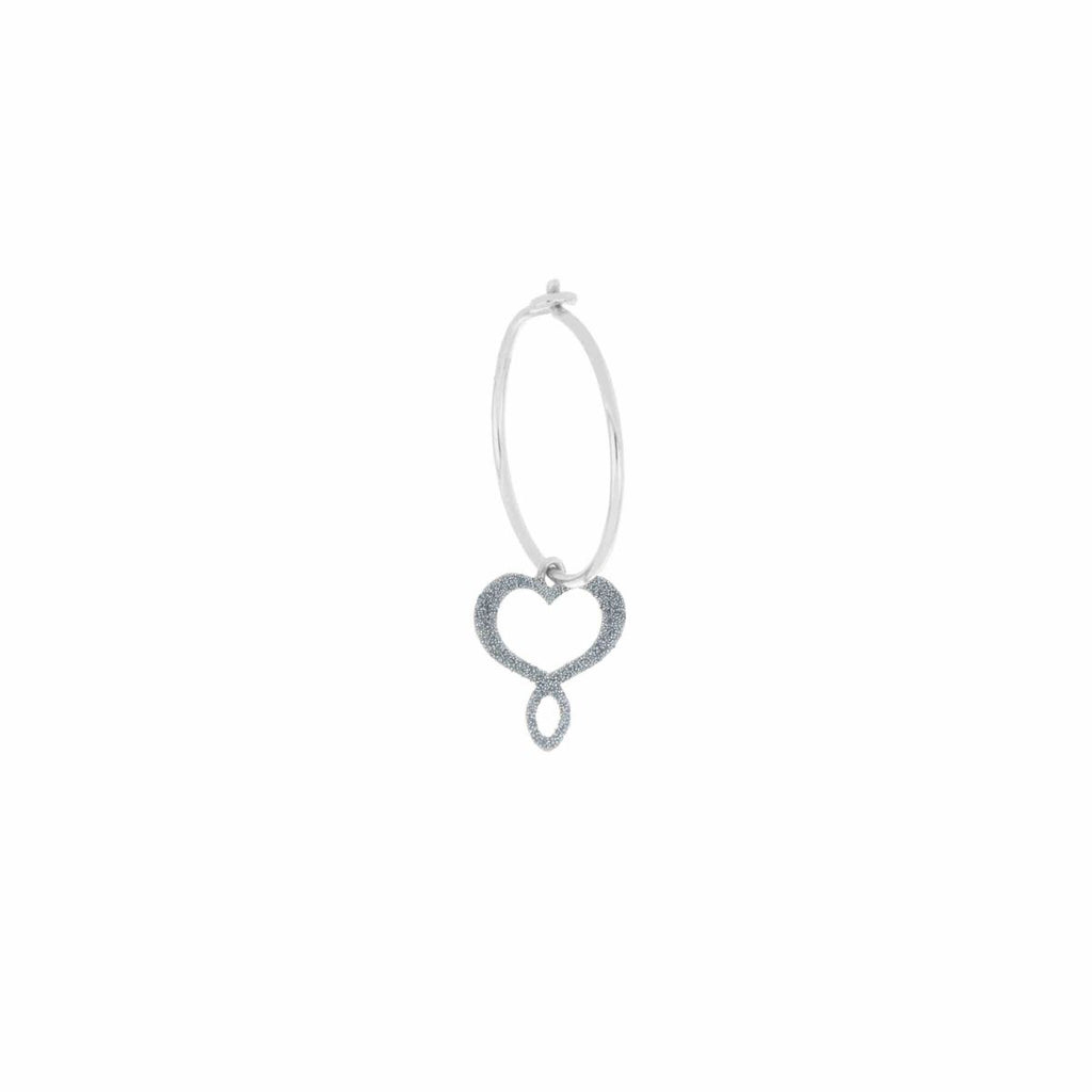 MAMAN-ET-SOPHIE - ORECCHINO 18KT BIANCO CUORE MAMAN POLVERE CELESTE
