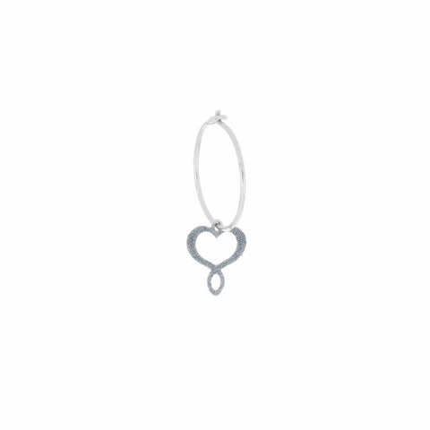 MAMAN-ET-SOPHIE - ORECCHINO 18KT BIANCO CUORE MAMAN POLVERE CELESTE