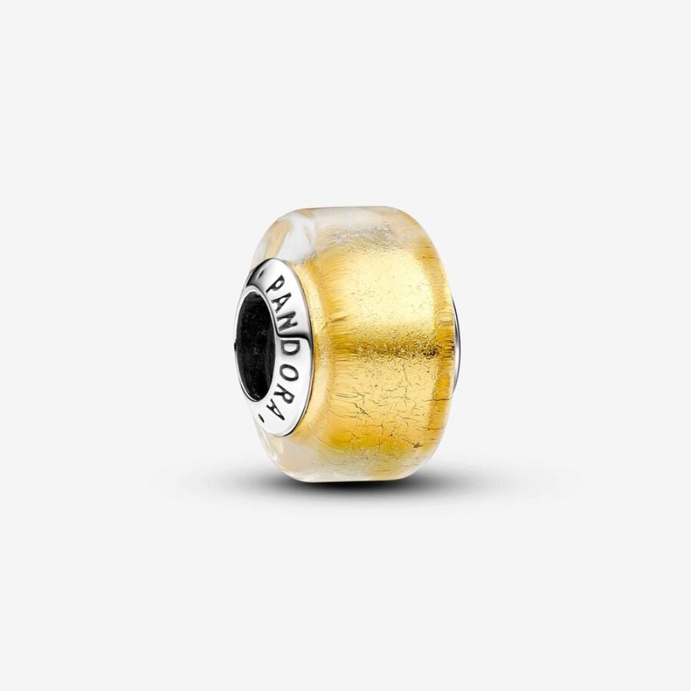 Pandora Charm Mini Vetro di Murano Foglia d’Oro